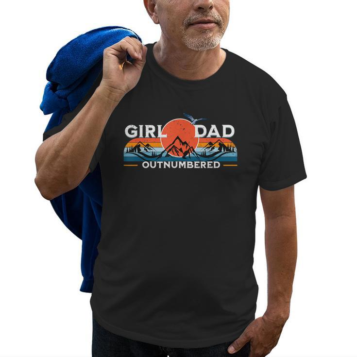 Girl Dad Outnumbered Sunset Graphic Funny Fathers Day Gift For Mens Old Men T-shirt