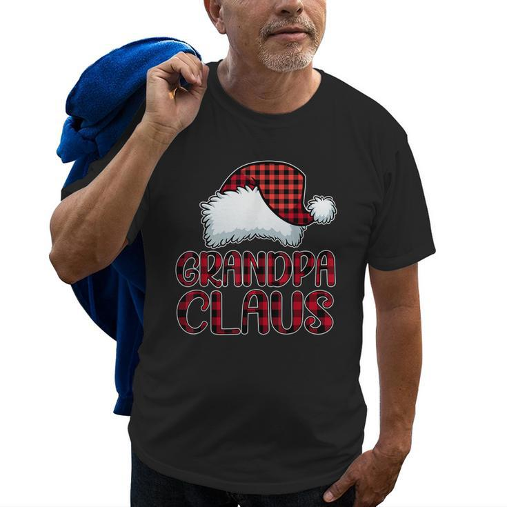 Grandpa Claus Santa Hat Red Buffalo Plaid Christmas Pajama Old Men T-shirt
