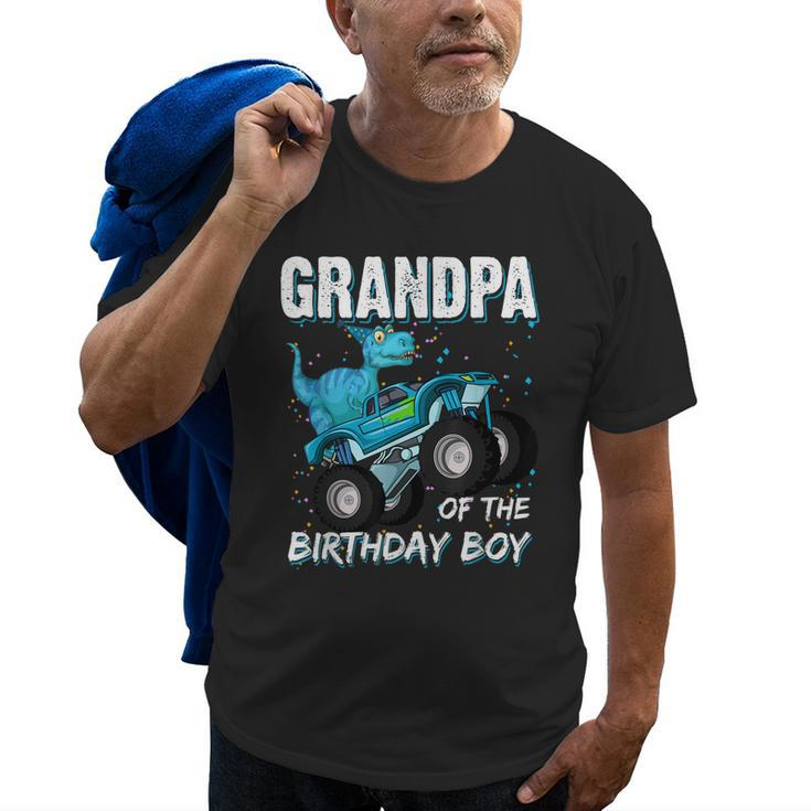 Grandpa Of The Birthday Boy Trex Dinosaur Monster Truck Old Men T-shirt