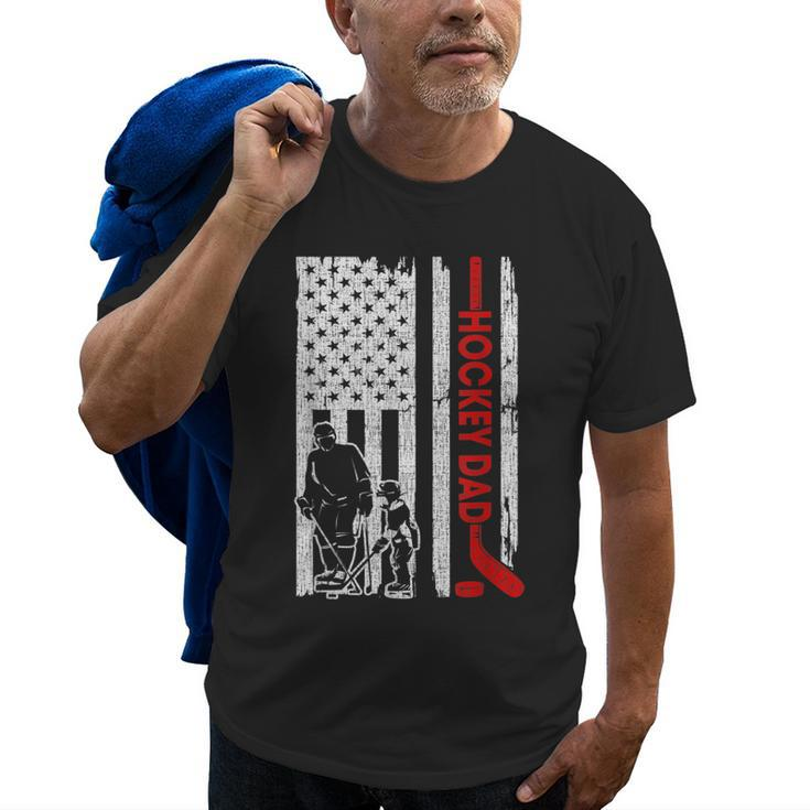Hockey Dad American Flag Fathers Day For Hockey Daddy Old Men T-shirt