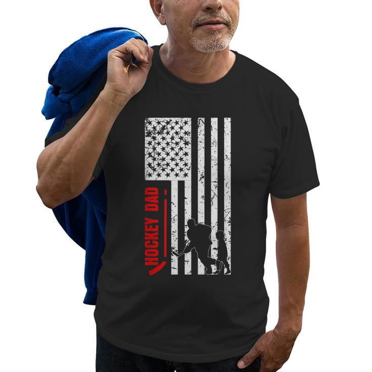 Hockey Dad Gift Hockey American Flag Old Men T-shirt