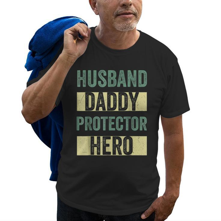 Husband Daddy Protector Hero Fathers Day  For Dad Wife Old Men T-shirt