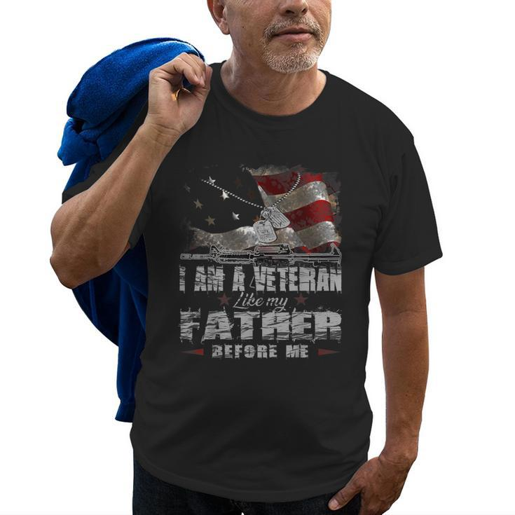 I Am A Veteran Like My Father Before Me Flag Usa Old Men T-shirt