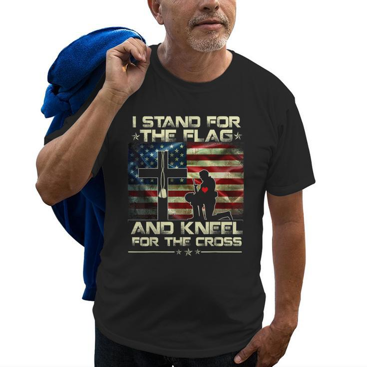 I Stand For The Flag And Kneel For The Cross  Military Old Men T-shirt