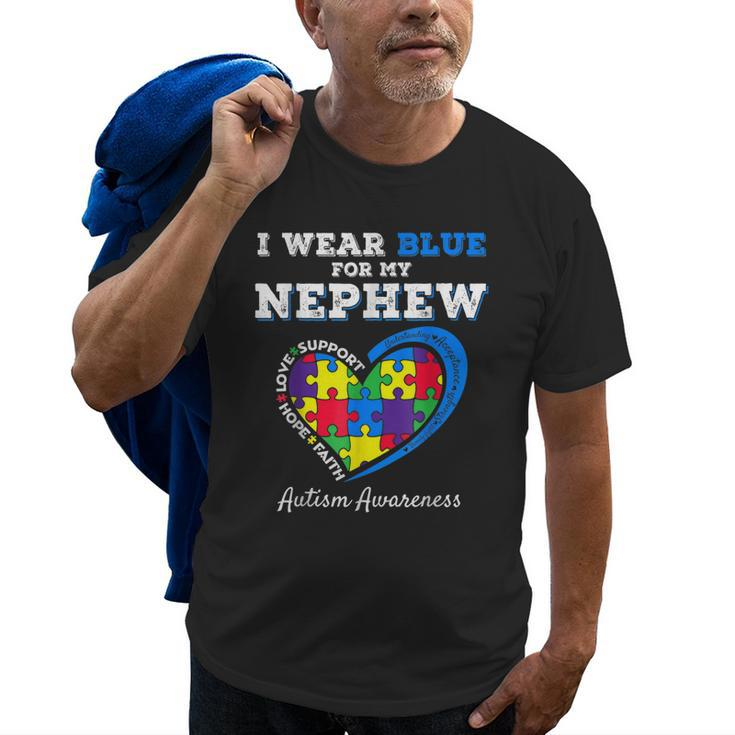 I Wear Blue For My Nephew Autism Awareness Uncle Aunt Puzzle Old Men T-shirt
