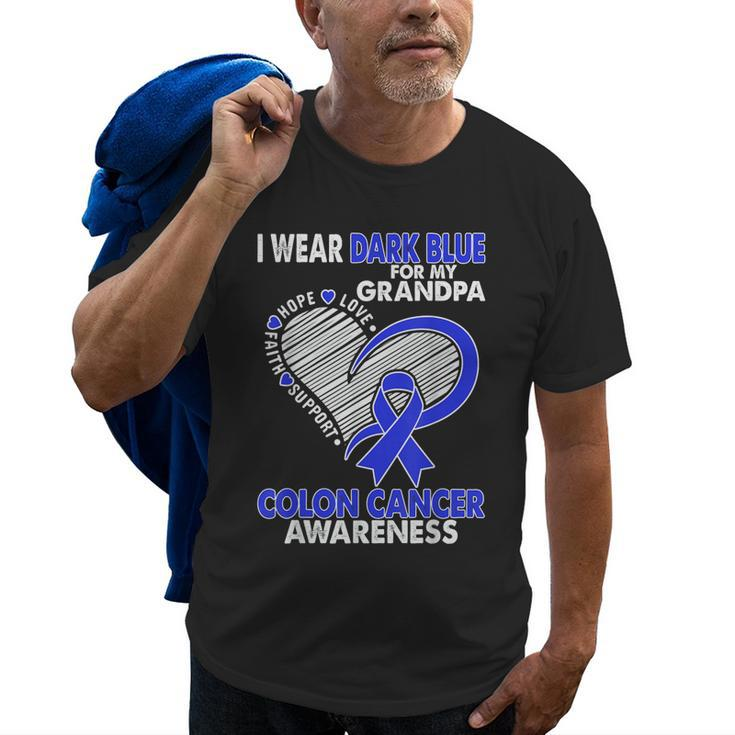 I Wear Dark Blue For Grandpa Colon Cancer Awareness Survivor Old Men T-shirt