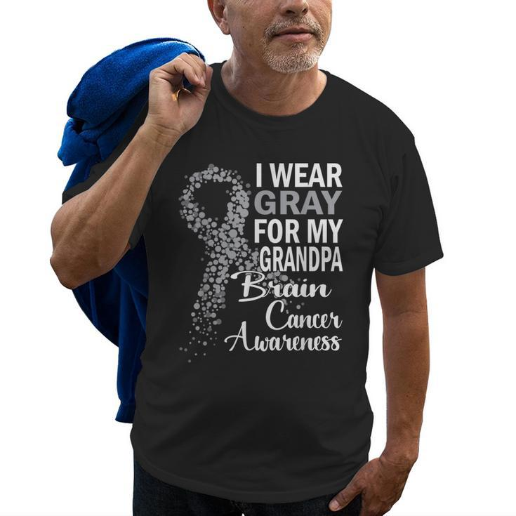 I Wear Gray For My Grandpa Brain Cancer Awareness Family Old Men T-shirt