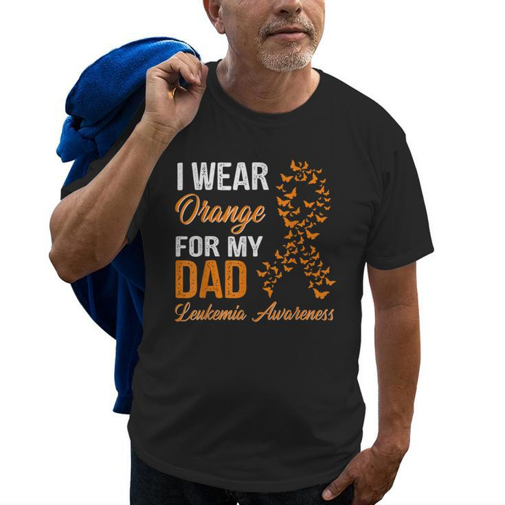 I Wear Orange For My Dad Leukemia Awareness Ribbon Old Men T-shirt