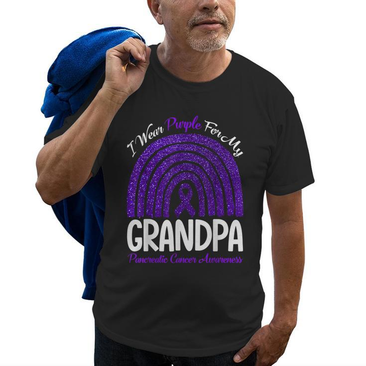 I Wear Purple For My Grandpa Pancreatic Cancer Rainbow Old Men T-shirt