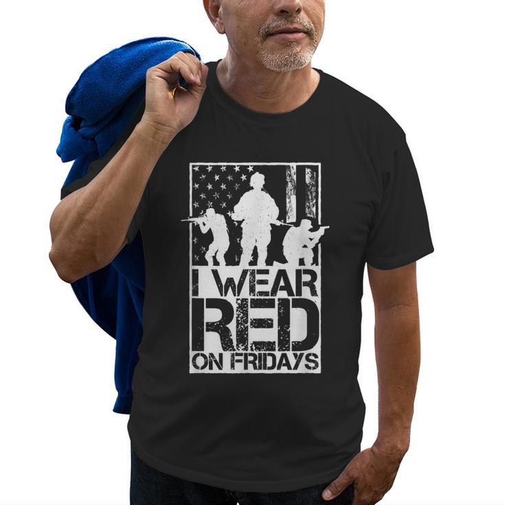 I Wear Red On Fridays Us Flag Military Army Old Men T-shirt
