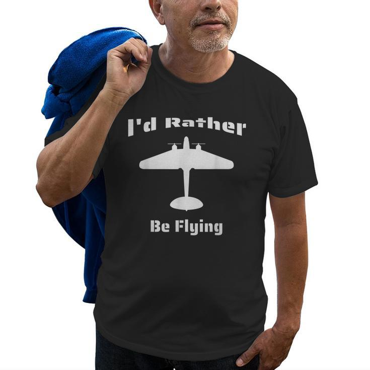 Id Rather Be Flying Vintage Military Airplane Silhouette Old Men T-shirt