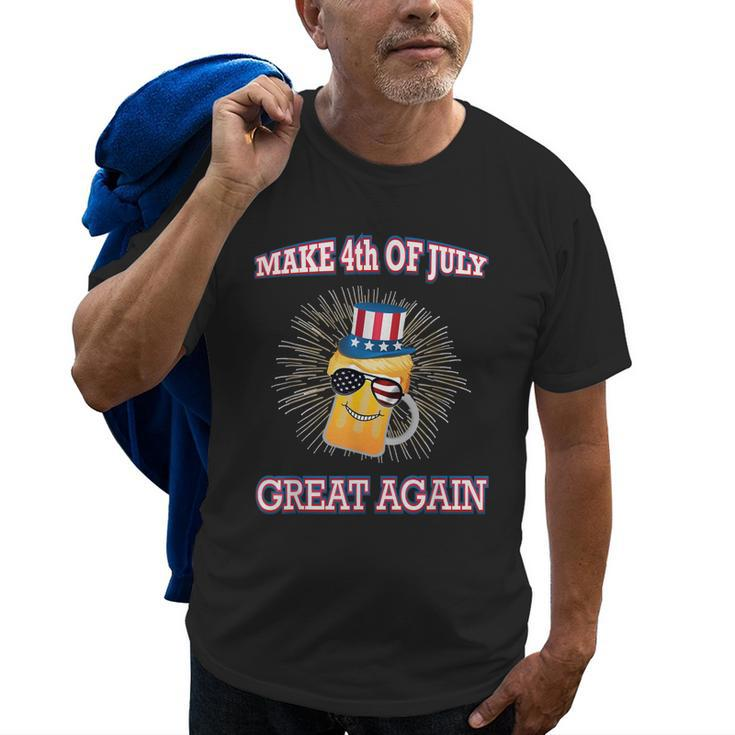 Make 4Th Of July Great Again Trump Uncle Sam Us Flag Beer Old Men T-shirt