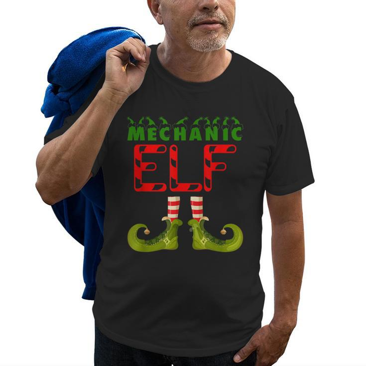 Mechanic Elf Funny Group Matching Family Christmas Pyjamas Old Men T-shirt