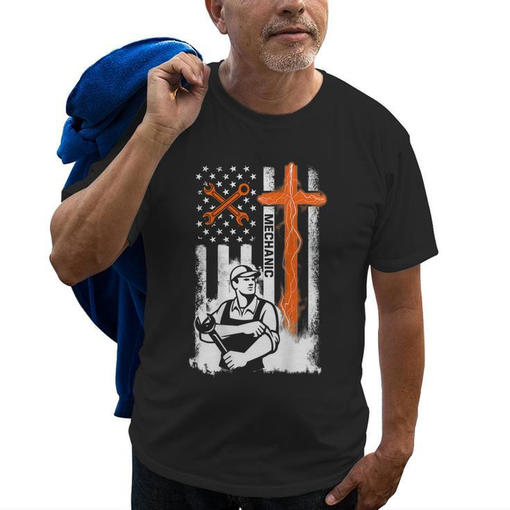 Mechanic Flag On Back Old Men T-shirt