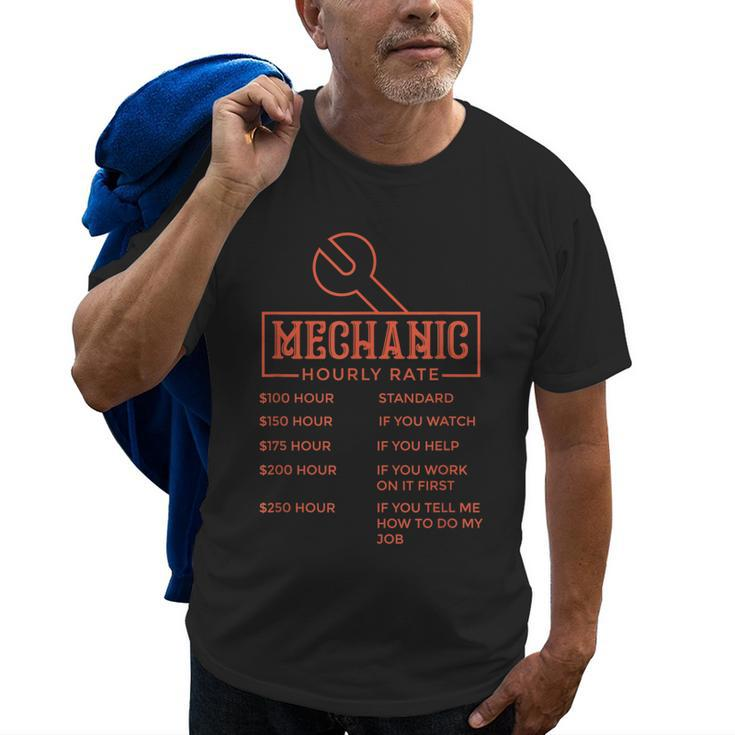 Mechanic Hourly Rate Labor Rates Funny Gift Old Men T-shirt