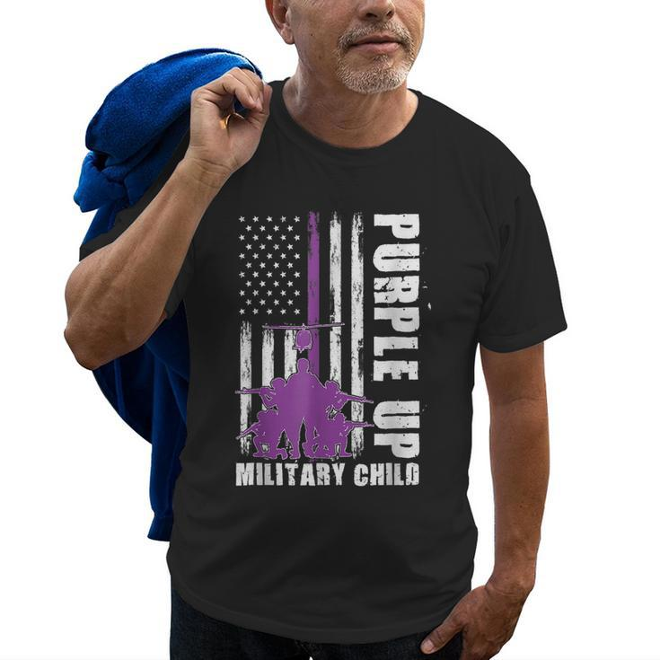 Military Child Month Us Flag Purple Up Military Kids Old Men T-shirt