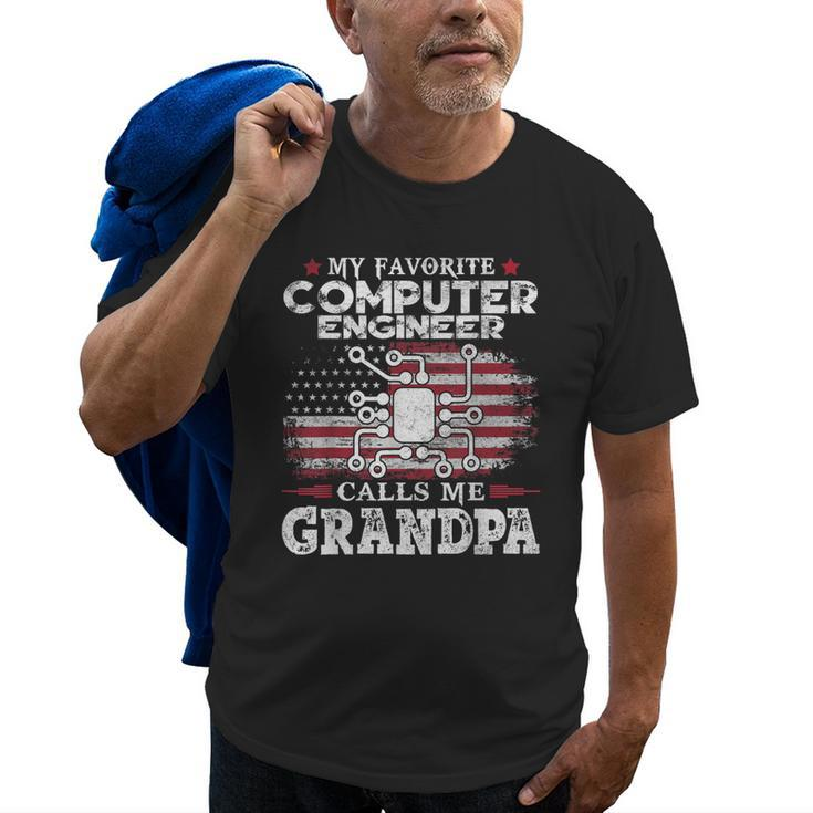 My Favorite Computer Engineer Calls Me Grandpa Usa Flag Papa Gift For Mens Old Men T-shirt