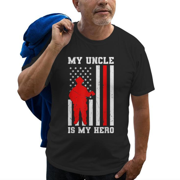 My Uncle Is My Hero Firefighter Thin Red Line Flag Old Men T-shirt
