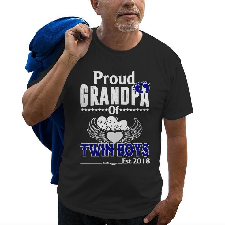 New Baby Gift Proud Grandpa Of Twin Boys Est2018 Old Men T-shirt