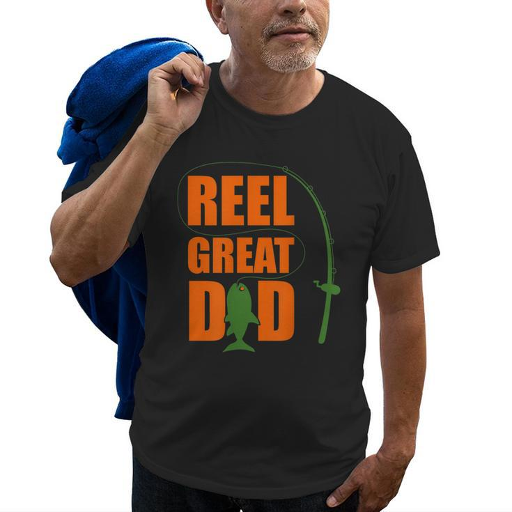 Orange FatherS Day Design For Fisherman Reel Great Dad Gift For Mens Old Men T-shirt