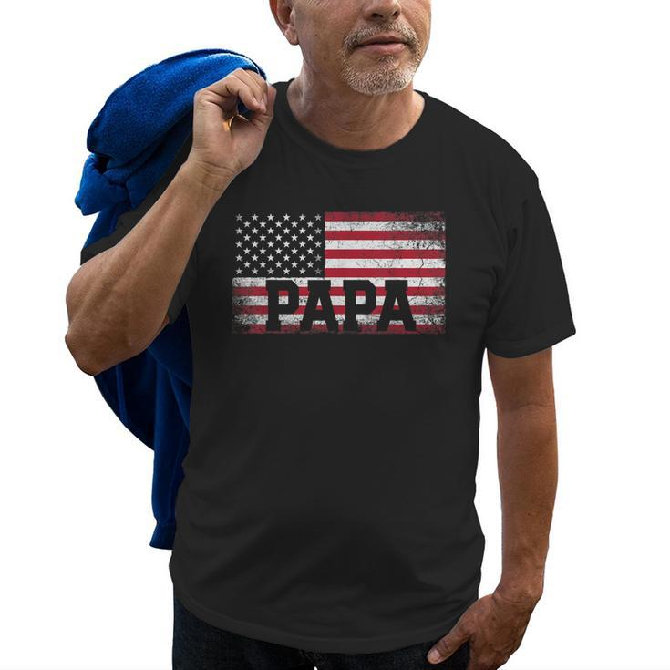 Papa American Flag Fathers Day 4Th Of July Gift Grandpa Gift For Mens Old Men T-shirt