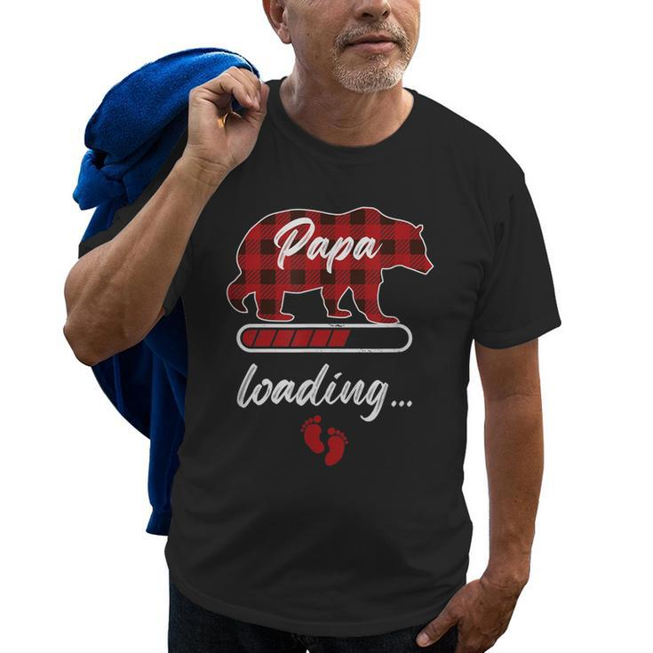 Papa Loading Dad Father Bear Buffalo Vintage Plaid Pattern Old Men T-shirt