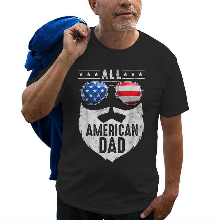 Patriotic Dad Beard Fathers Day All American Dad 4Th Of July Old Men T-shirt
