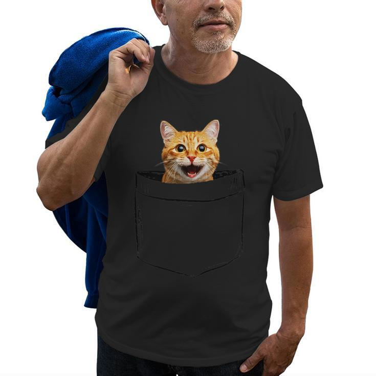 Pocket Cat Grumpy Face Lover Dad Mom Funny Kidding Old Men T-shirt