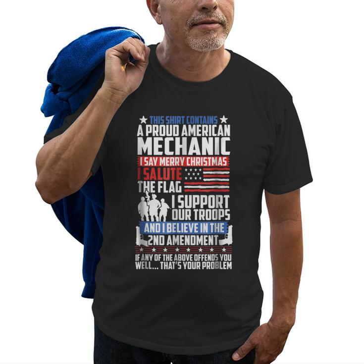 Proud American Mechanic Salute Support 2Nd Amendment Old Men T-shirt