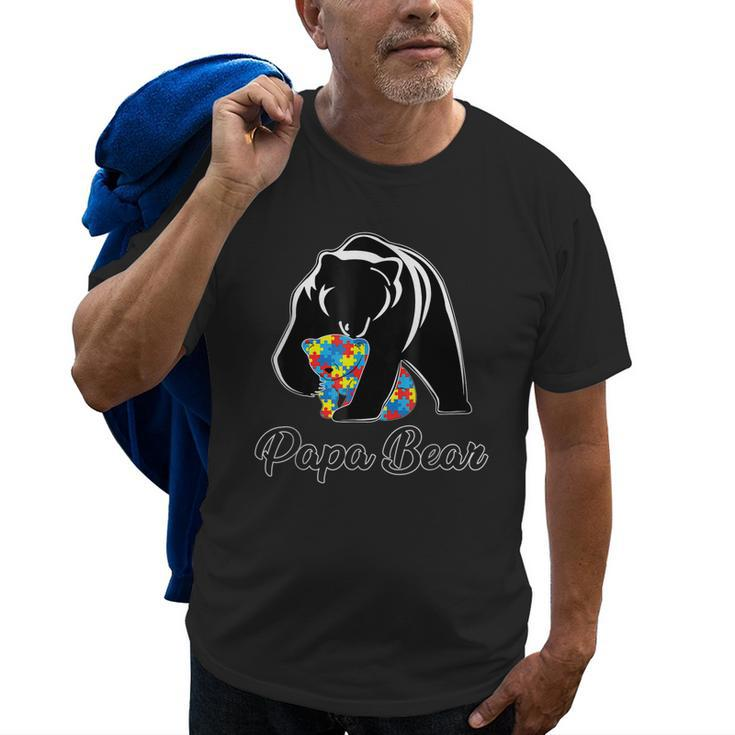 Proud Dad Papa Bear Autism Awareness Autism Matching Family Old Men T-shirt