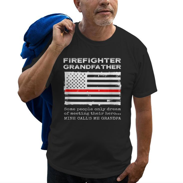 Proud Firefighter Grandfather Fireman Firewoman Grandpa Flag Old Men T-shirt