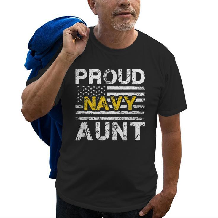 Proud Navy Aunt Us Flag Family Military Appreciation Graphic Old Men T-shirt