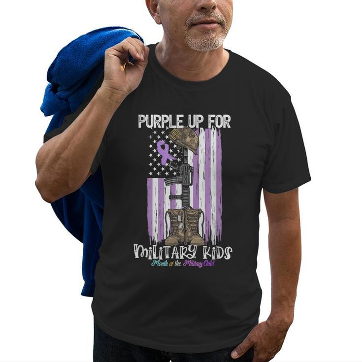 Purple Up For Military Kids Support Us Flag Military Month Old Men T-shirt