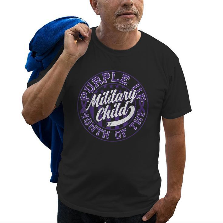 Purple Up Month Of The Military Child Kids Flag Usa April Old Men T-shirt