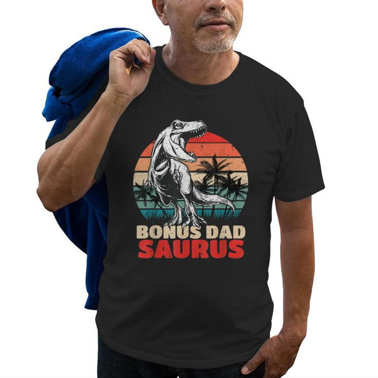 Retro Bonus Dadsaurus Rex Funny Bonus Dad Saurus Dinosaur Old Men T-shirt