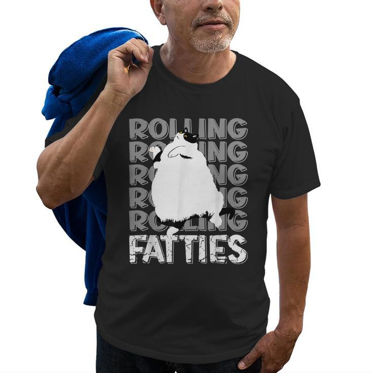 Rolling Fatties Cat Funny Cat Lover Outfit Cat Dad Cat Mom Old Men T-shirt