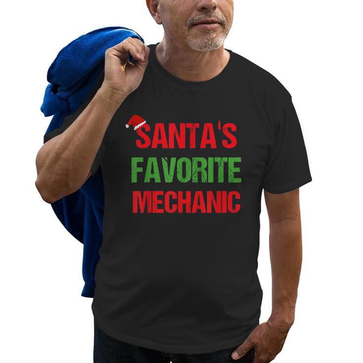 Santas Favorite Mechanic Funny Ugly Christmas Gift Old Men T-shirt