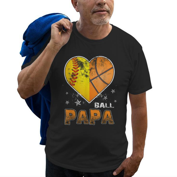 Softball Basketball Papa Grandpa Cool Distressed Gift For Mens Old Men T-shirt
