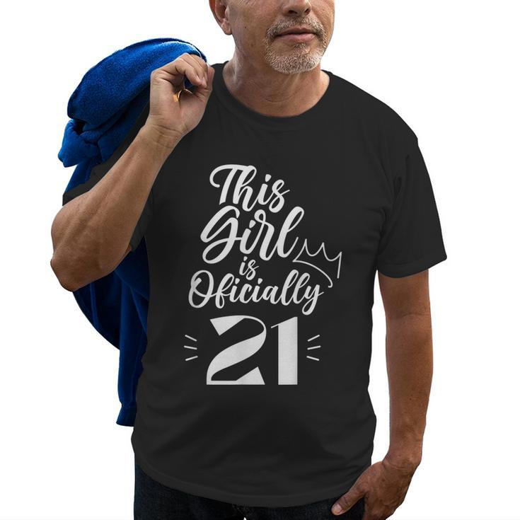 This Girl Is Officially 21 Birthday 21St Military Party Old Men T-shirt