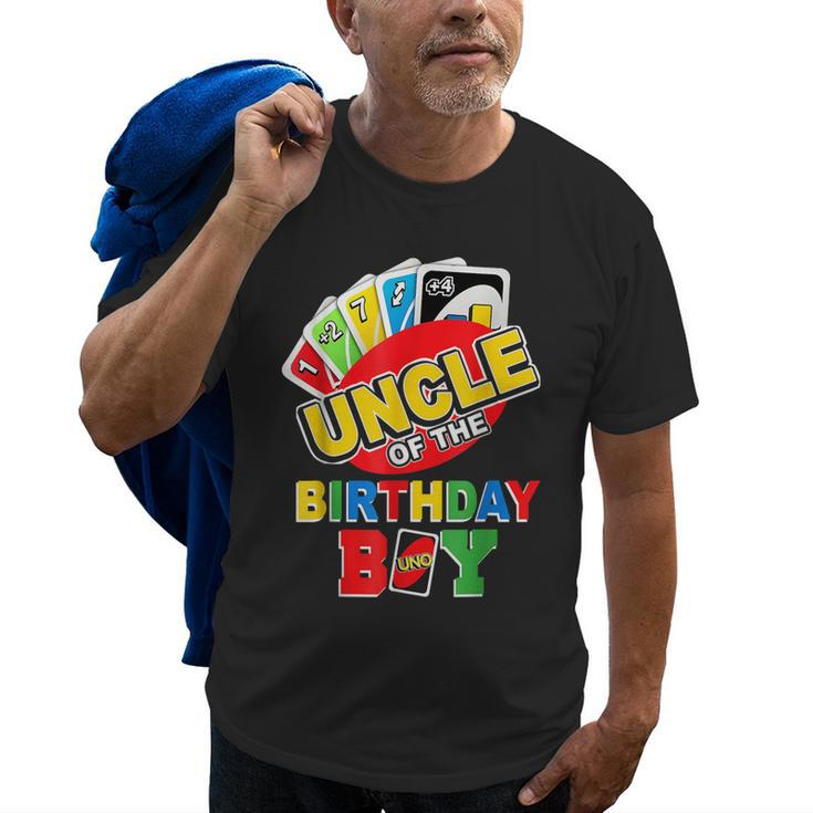 Uncle Of The Birthday Boy  Uno Dad Papa Father 1St Bday Old Men T-shirt