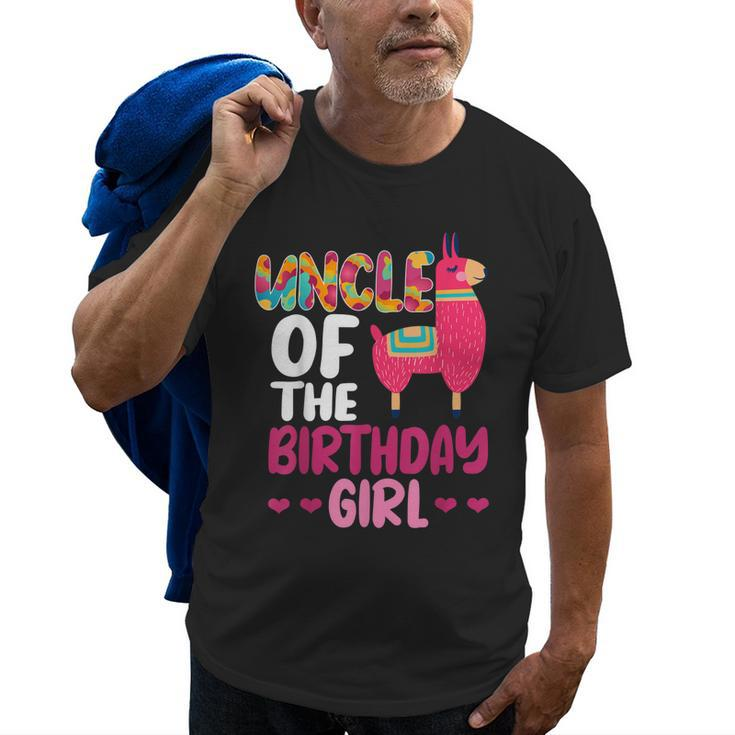 Uncle Of The Birthday Girl Llama Bday Alpaca Celebration Old Men T-shirt