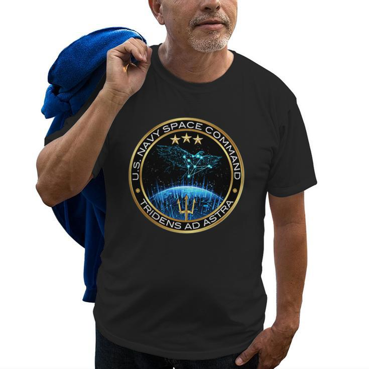 Us Navy Space Command Military Veteran Patch Old Men T-shirt