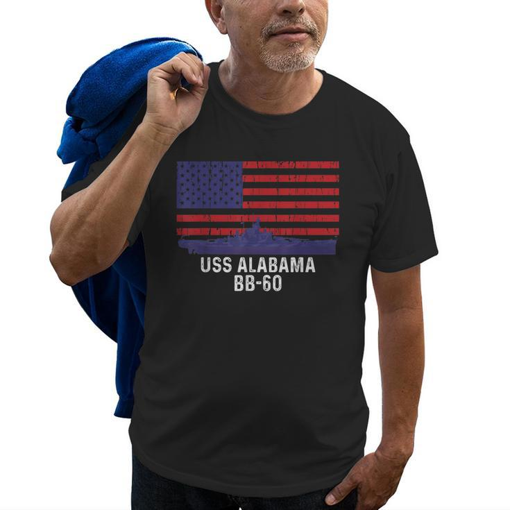 Uss Alabama Bb60 Battleship Vintage American Flag Old Men T-shirt