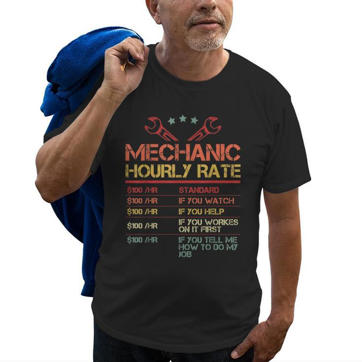 Vintage Mechanic Hourly Rate Costume Labor Rates Gift Men Old Men T-shirt