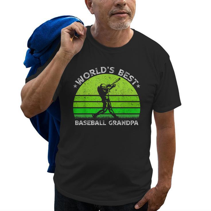 Vintage Retro Worlds Best Baseball Grandpa Silhouette Funny Gift For Mens Old Men T-shirt