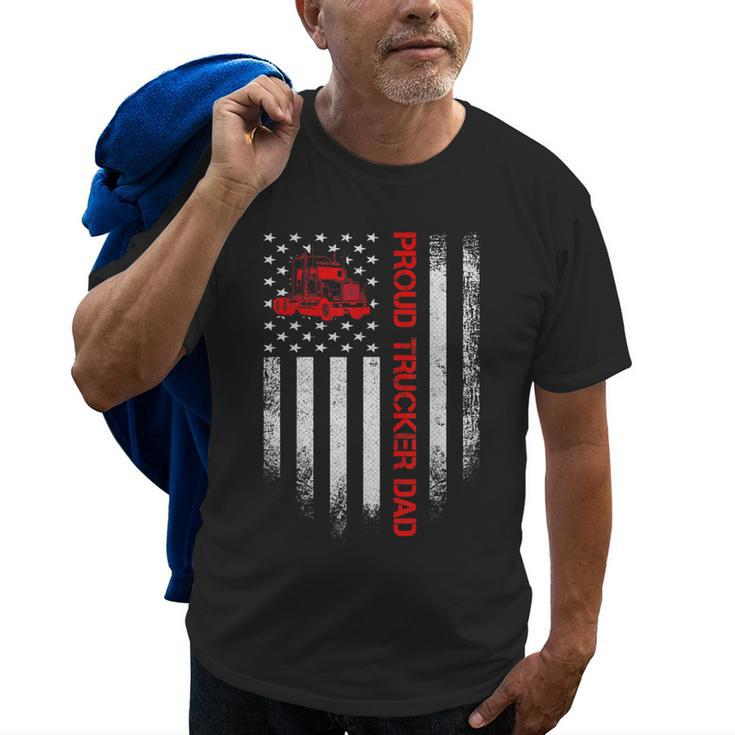 Vintage Usa American Flag Proud Trucker Truck Driver Dad Old Men T-shirt