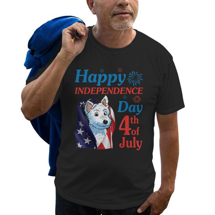 Westie Dog Happy Independence Day 4Th Of July Day Dad Mom Old Men T-shirt