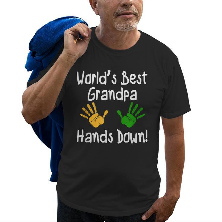 Worlds Best Grandpa Hands Down Old Men T-shirt