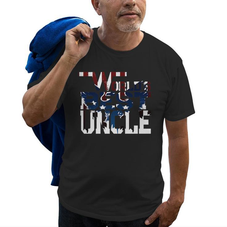 Worlds Best Uncle Eagle American Flag  Uncle Gift Old Men T-shirt