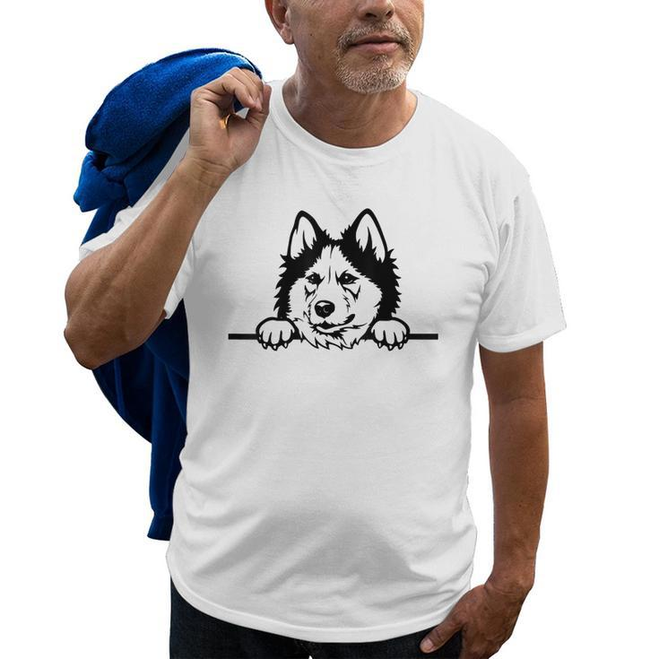 Cute Siberian Husky Dog Face Pup Pet Puppy Lover Dad Mom Old Men T-shirt